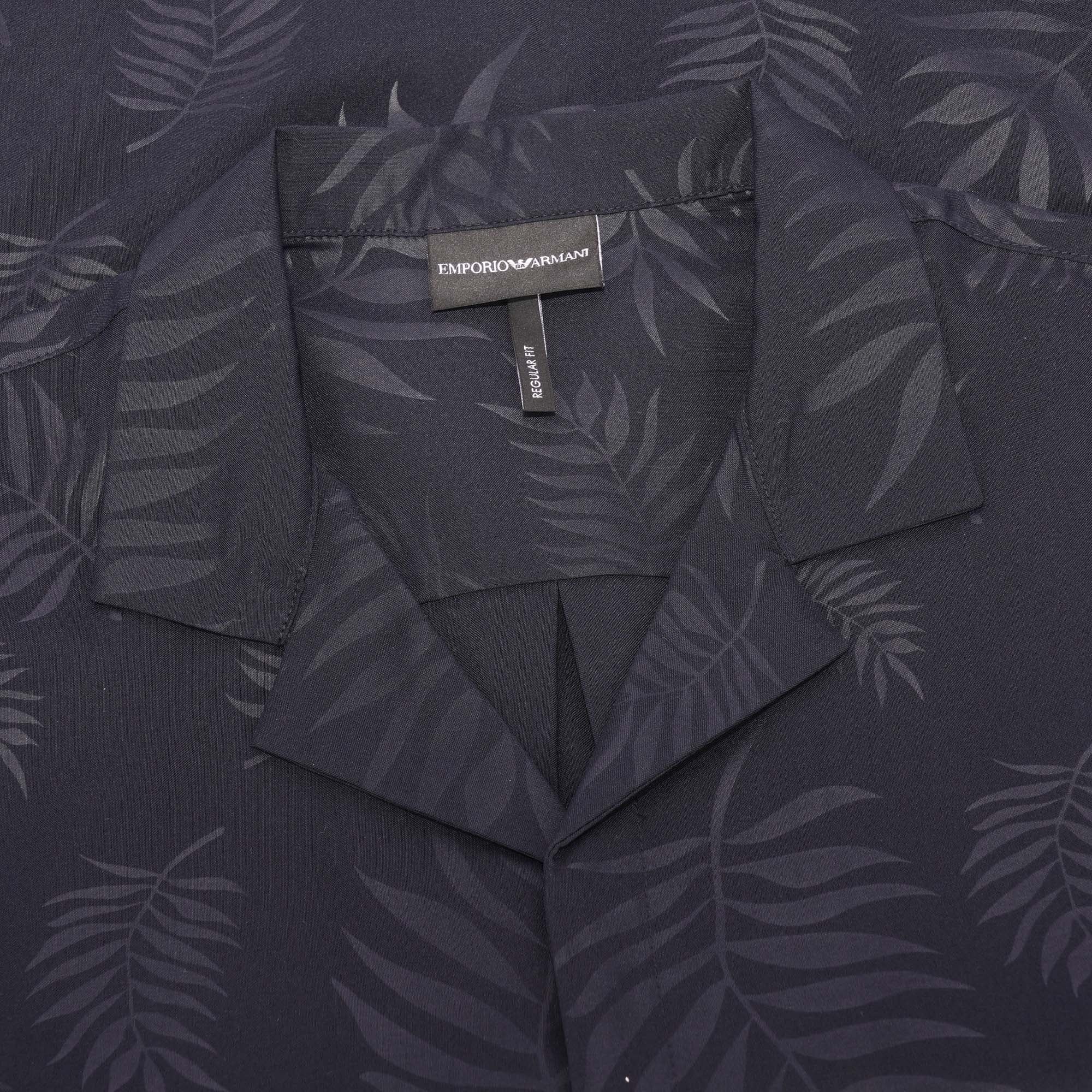 Emporio Armani Floral Print Woven Shirt - Blue