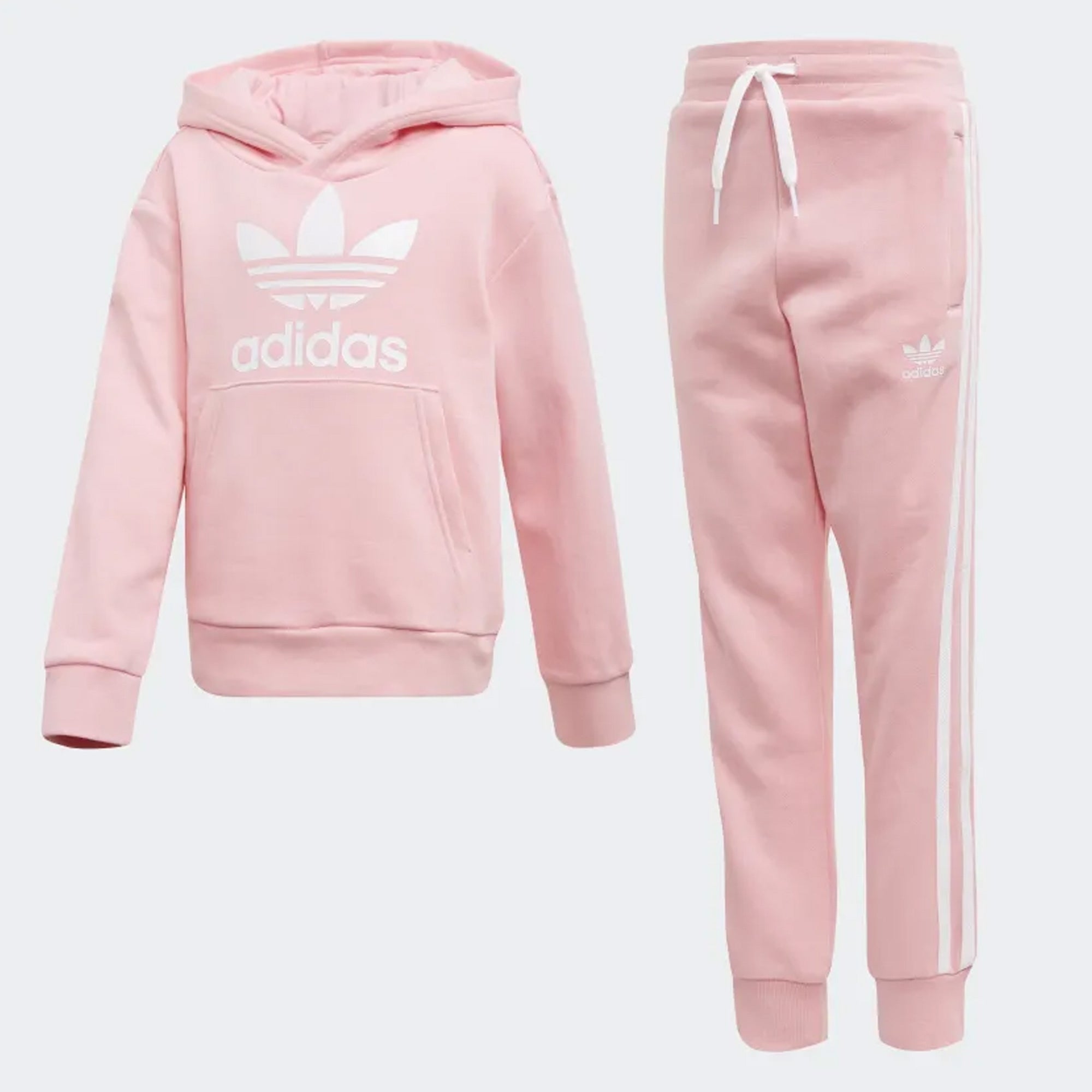 Trefoil Hoodie Set - Light Pink & White
