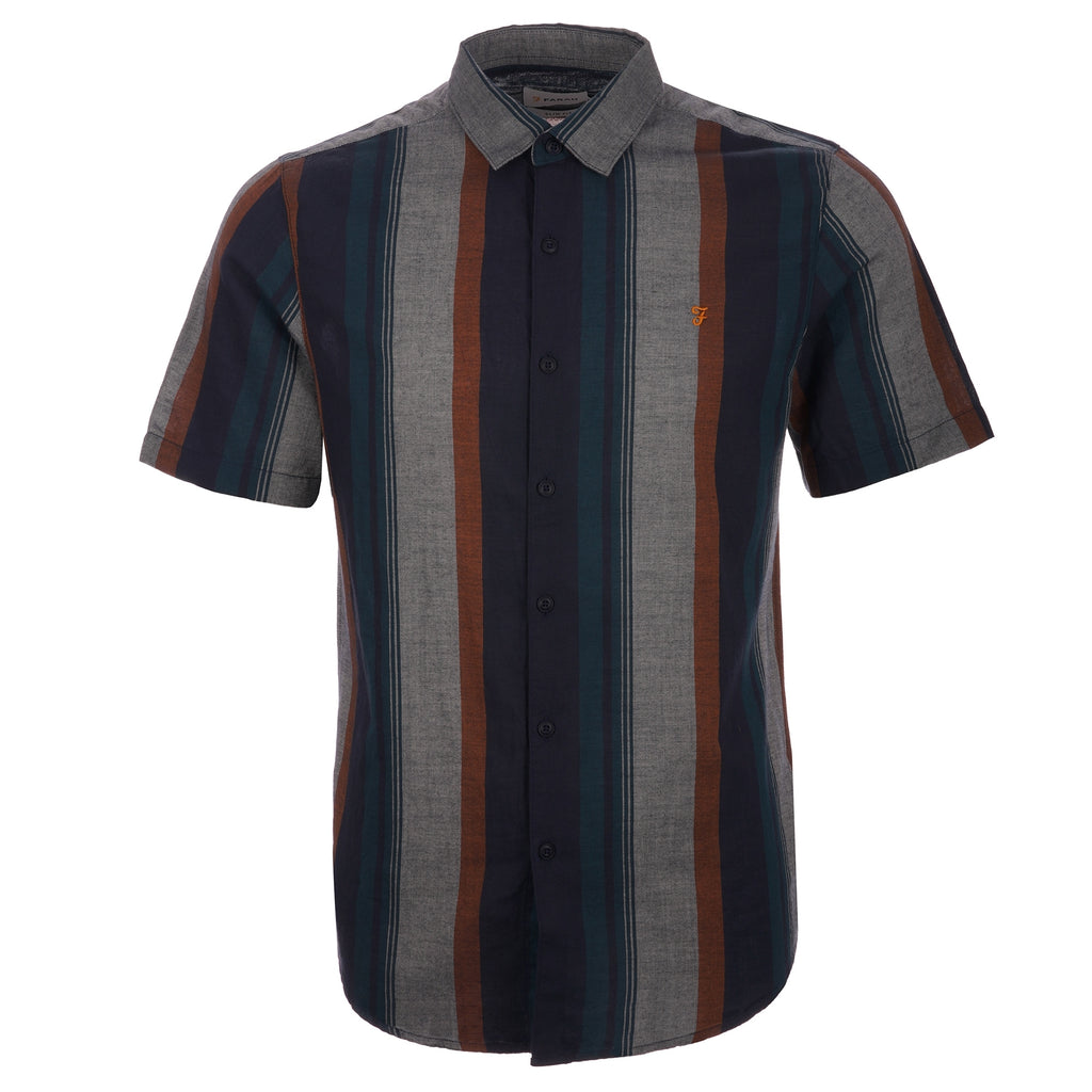 Farah Archive Donnally SS Stripe Shirt - Blue Star