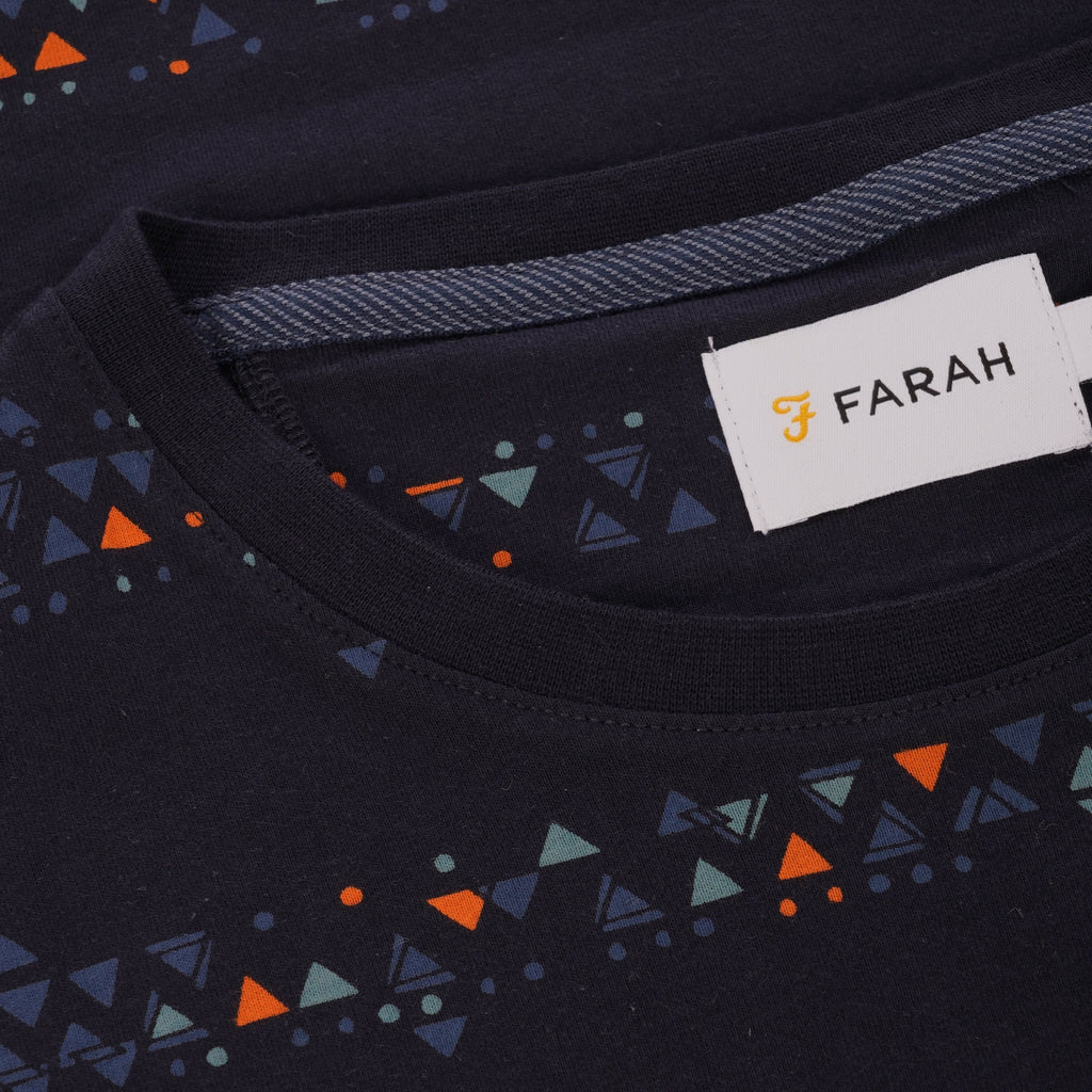 Farah Archive Wilpshire Triangle Stripe T-Shirt - True Navy