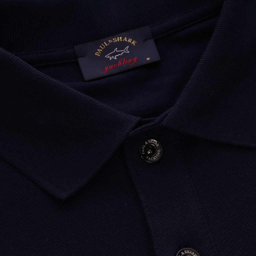 Paul and Shark Pique Cotton Polo Shirt -Navy