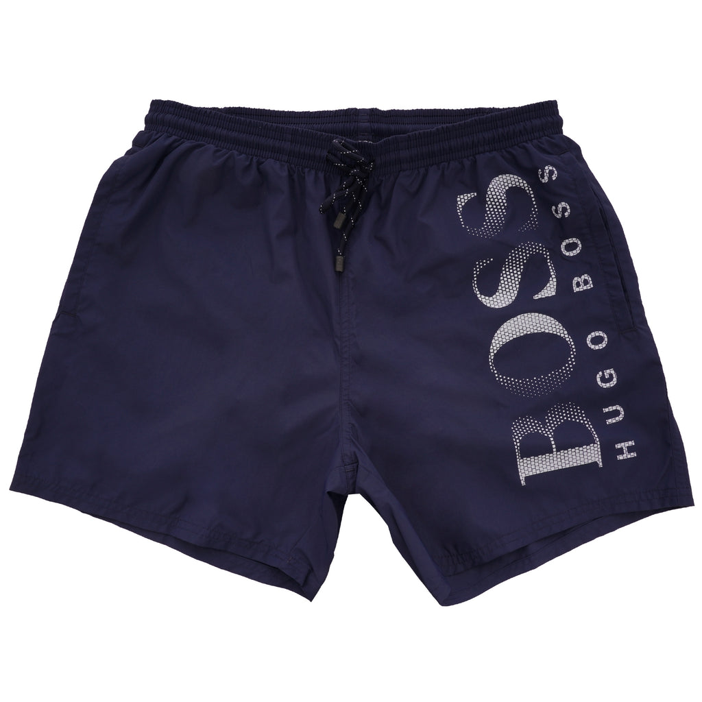 Boss Drawstring swim shorts with logo print - Navy