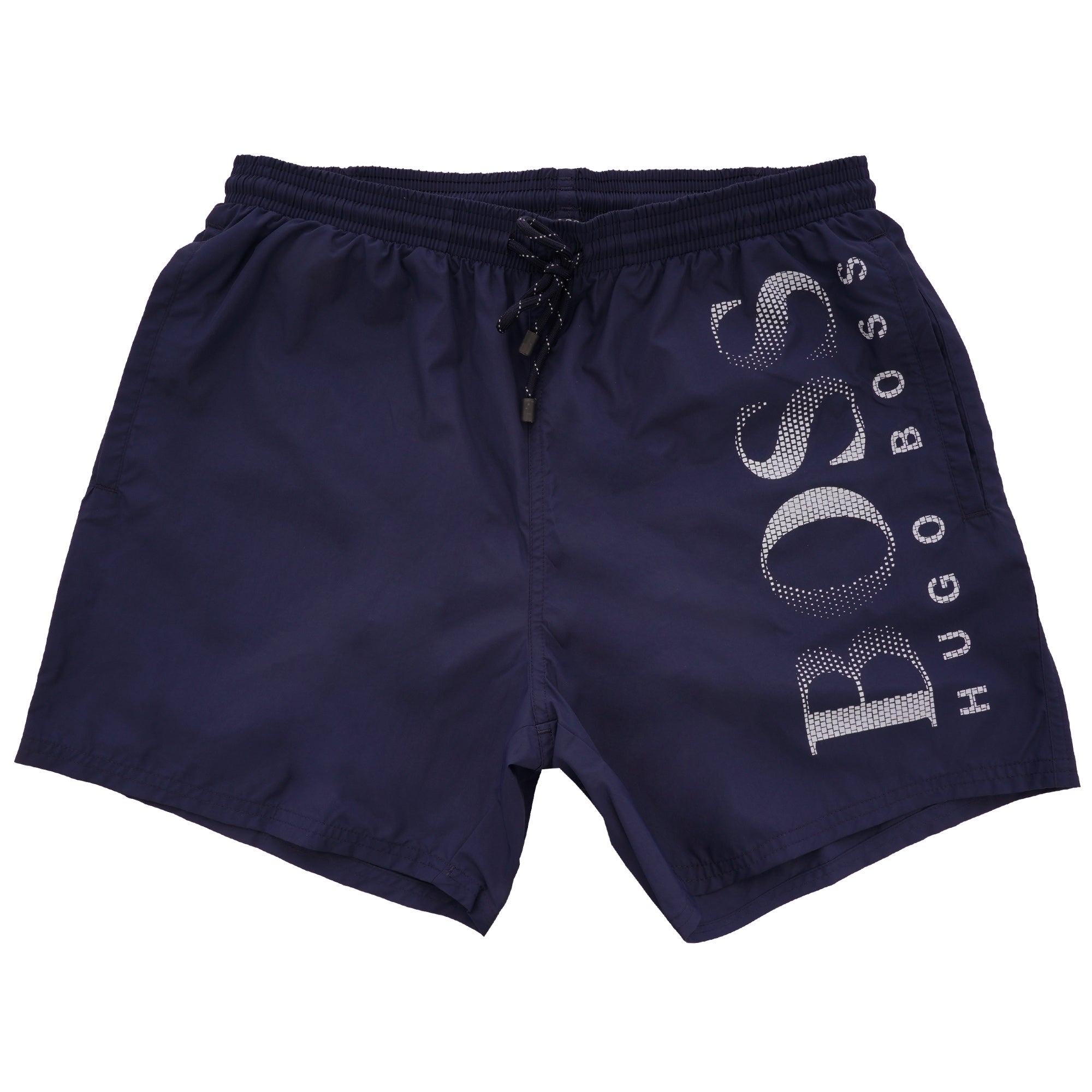 Boss Drawstring swim shorts with logo print - Navy