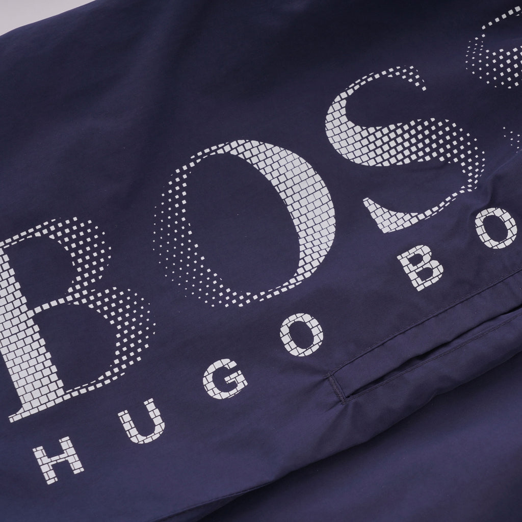 Boss Drawstring swim shorts with logo print - Navy