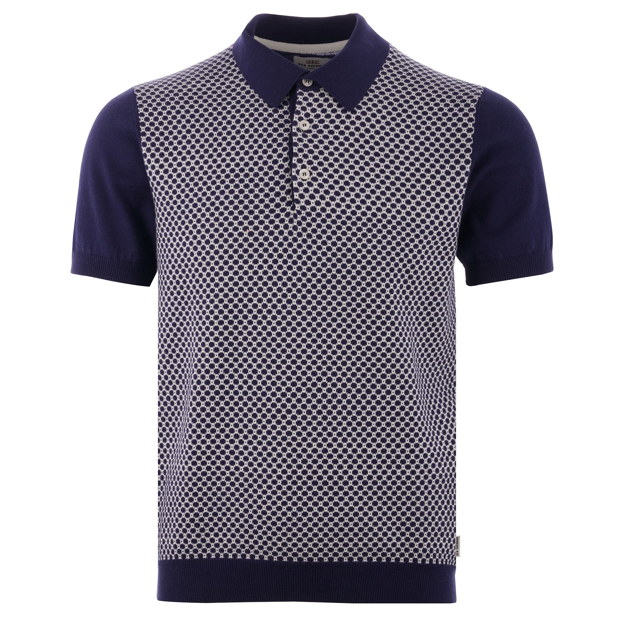 Ben Sherman Micro Geo Knit Polo Shirt - Navy