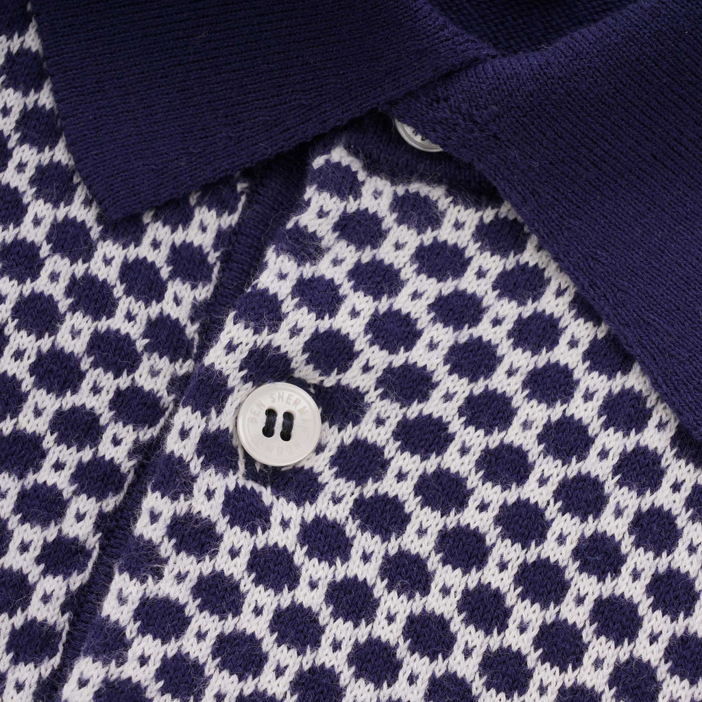 Ben Sherman Micro Geo Knit Polo Shirt - Navy