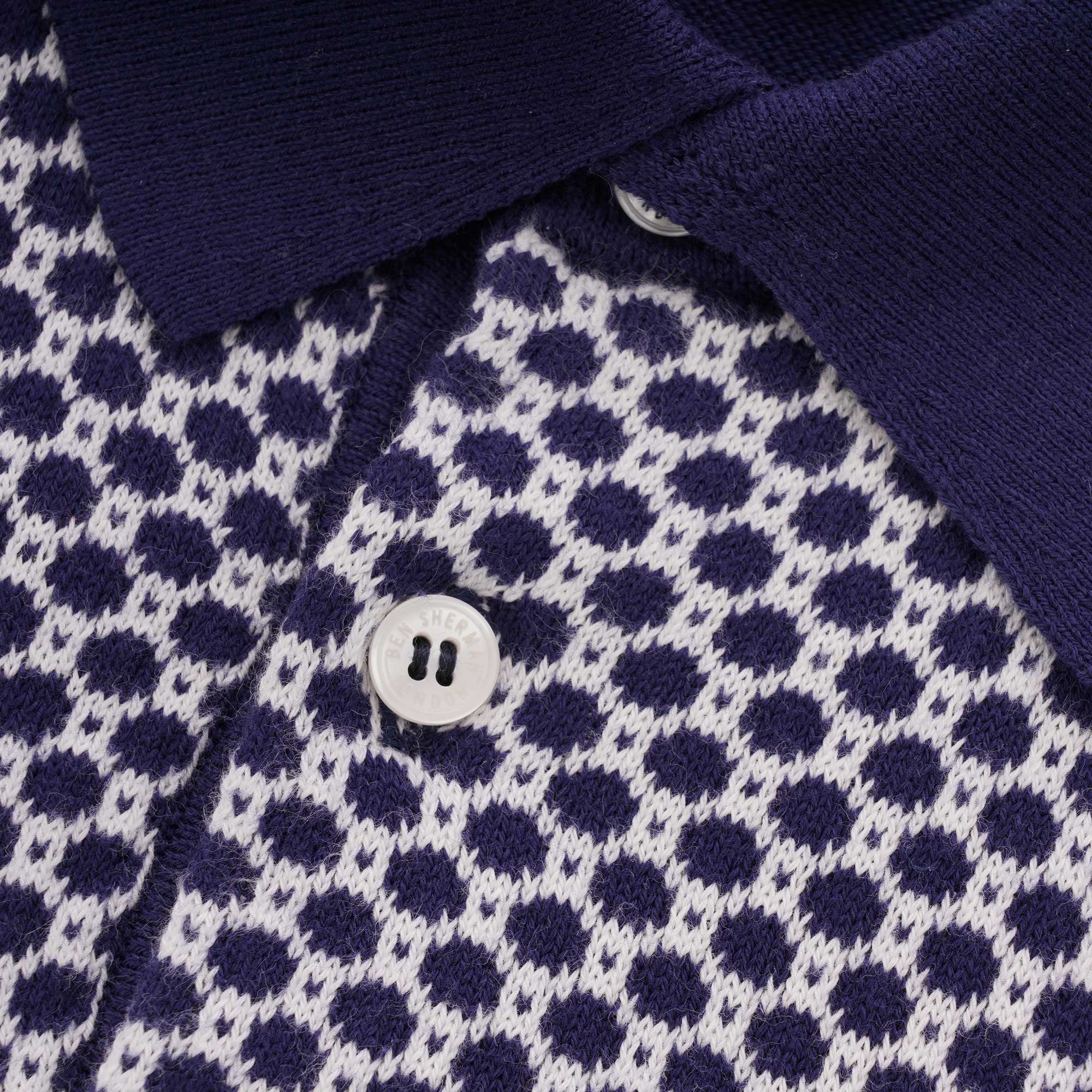 Ben Sherman Micro Geo Knit Polo Shirt - Navy