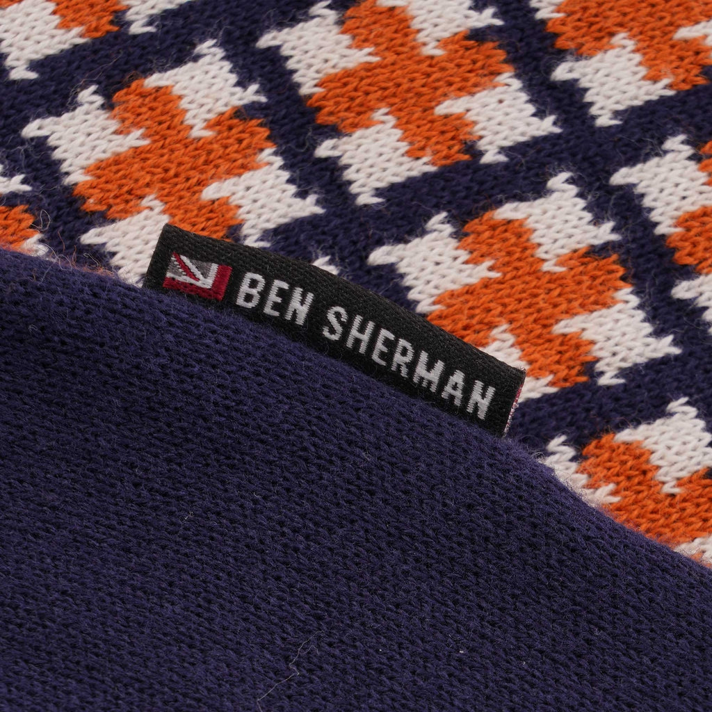 Ben Sherman Pattern Front Tank Jumper - Navy