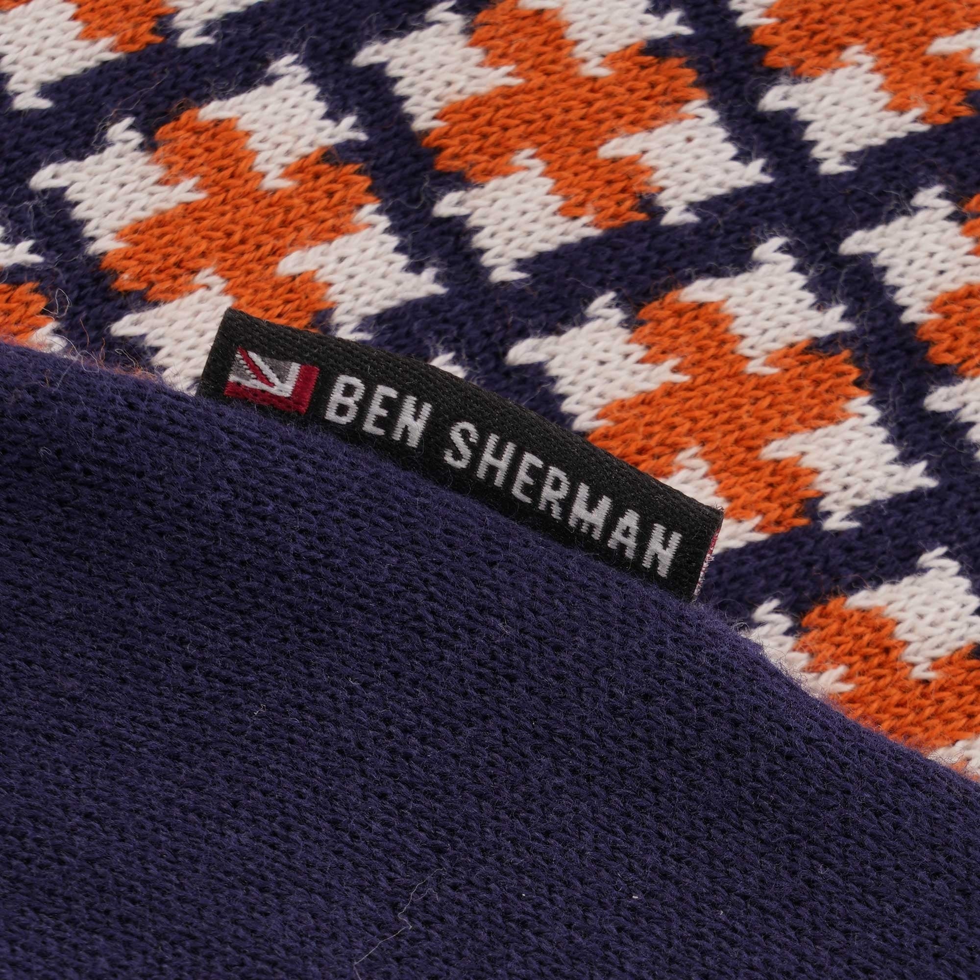Ben Sherman Pattern Front Tank Jumper - Navy