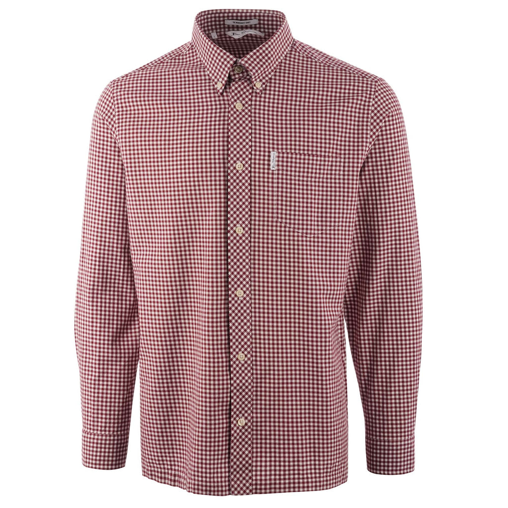 Ben Sherman Long Sleeve Mini House Gingham Shirt - Wine