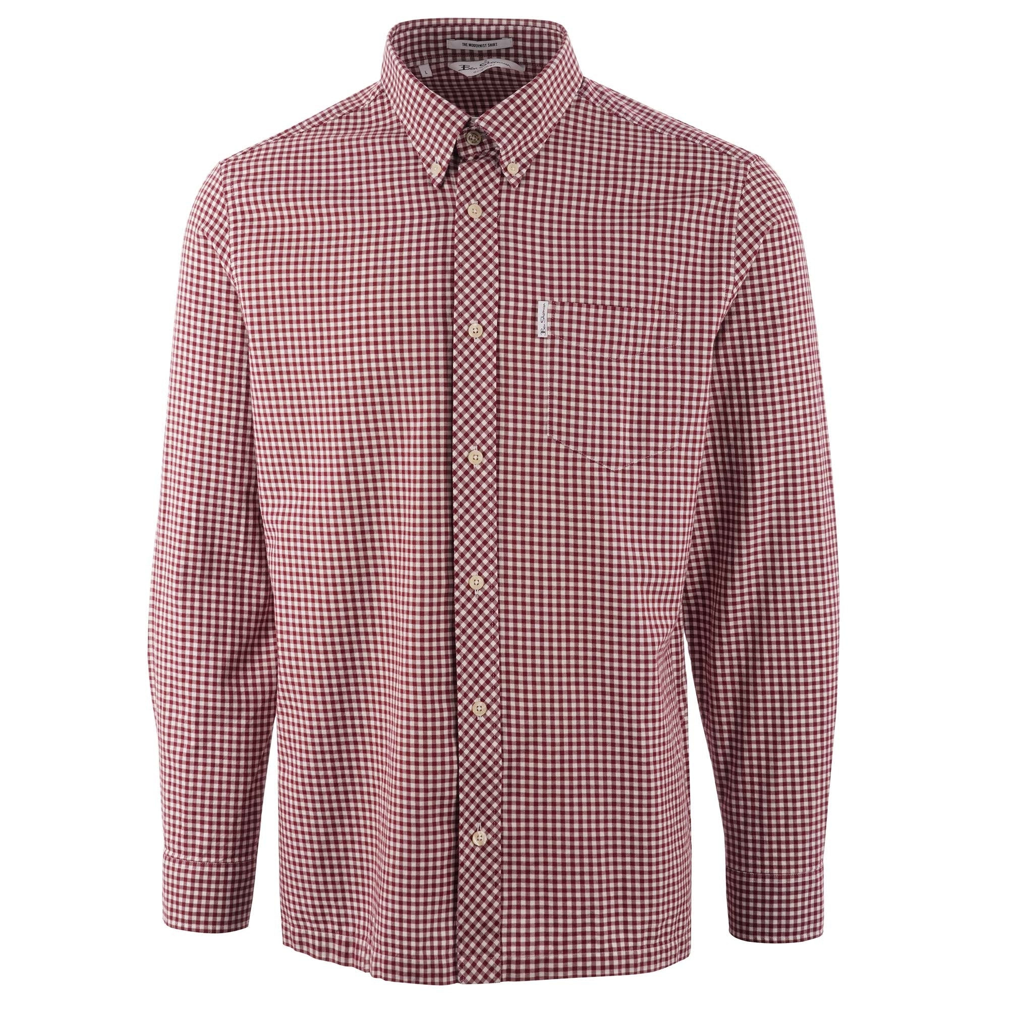 Ben Sherman Long Sleeve Mini House Gingham Shirt - Wine