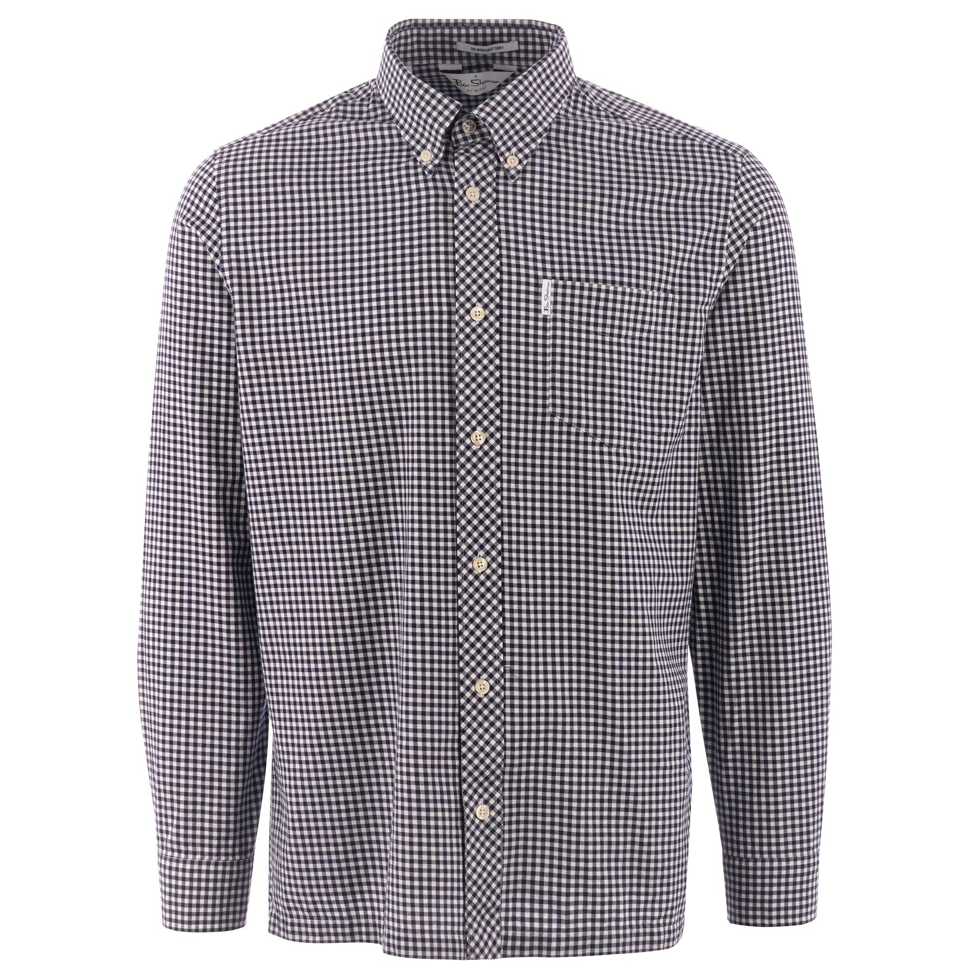 Ben Sherman Long Sleeve Mini House Gingham Shirt - Dark Navy
