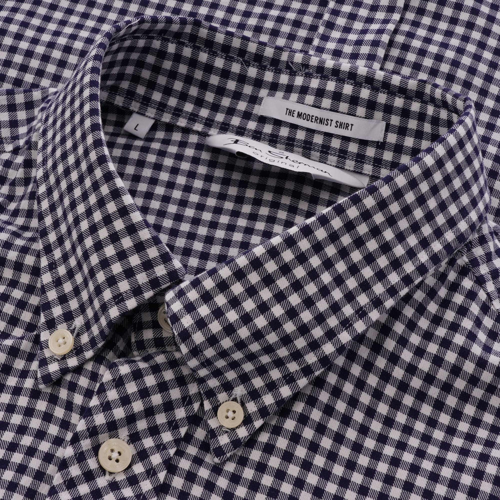 Ben Sherman Long Sleeve Mini House Gingham Shirt - Dark Navy