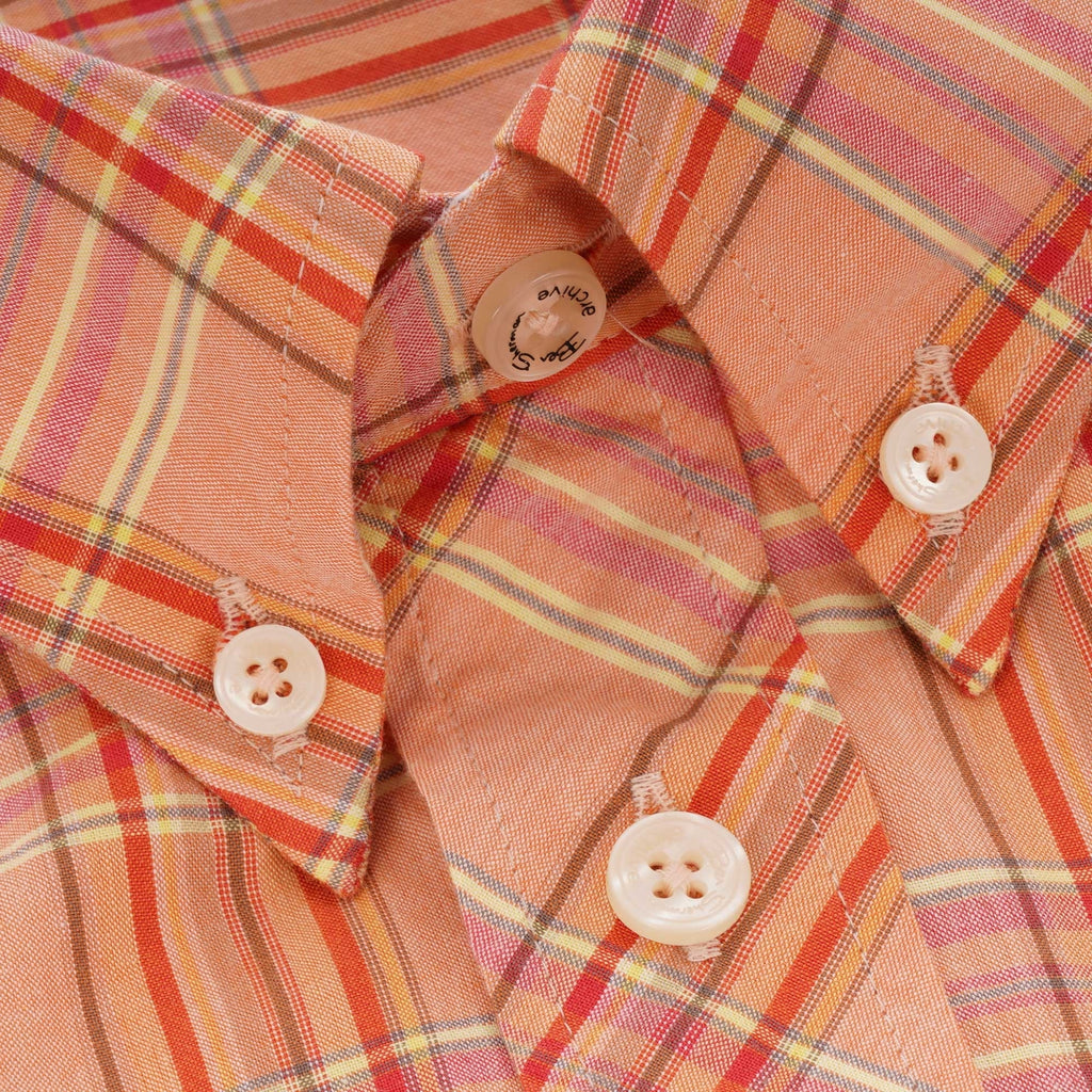Ben Sherman Slub Stripe Check Shirt - Orange
