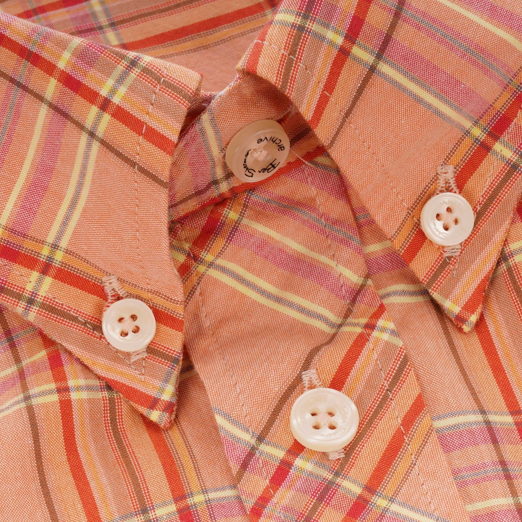 Ben Sherman Slub Stripe Check Shirt - Orange