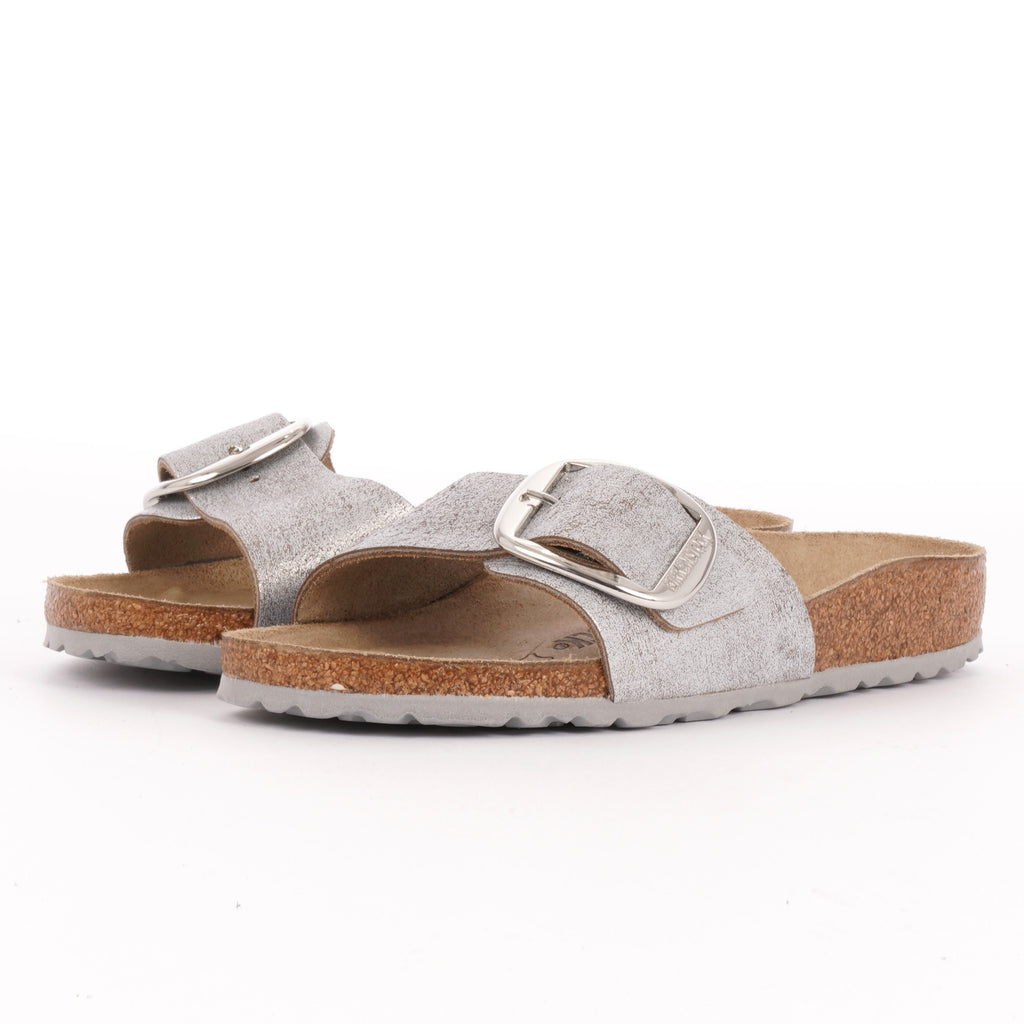 Madrid Big Buckle Sandals - Washed Metallic Blue