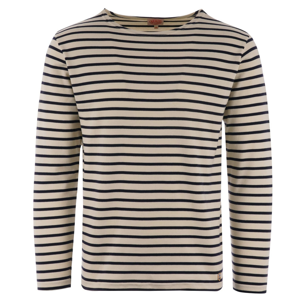Armor Lux Long Sleeve Breton Striped Mariniere T-Shirt - Natural & Navy