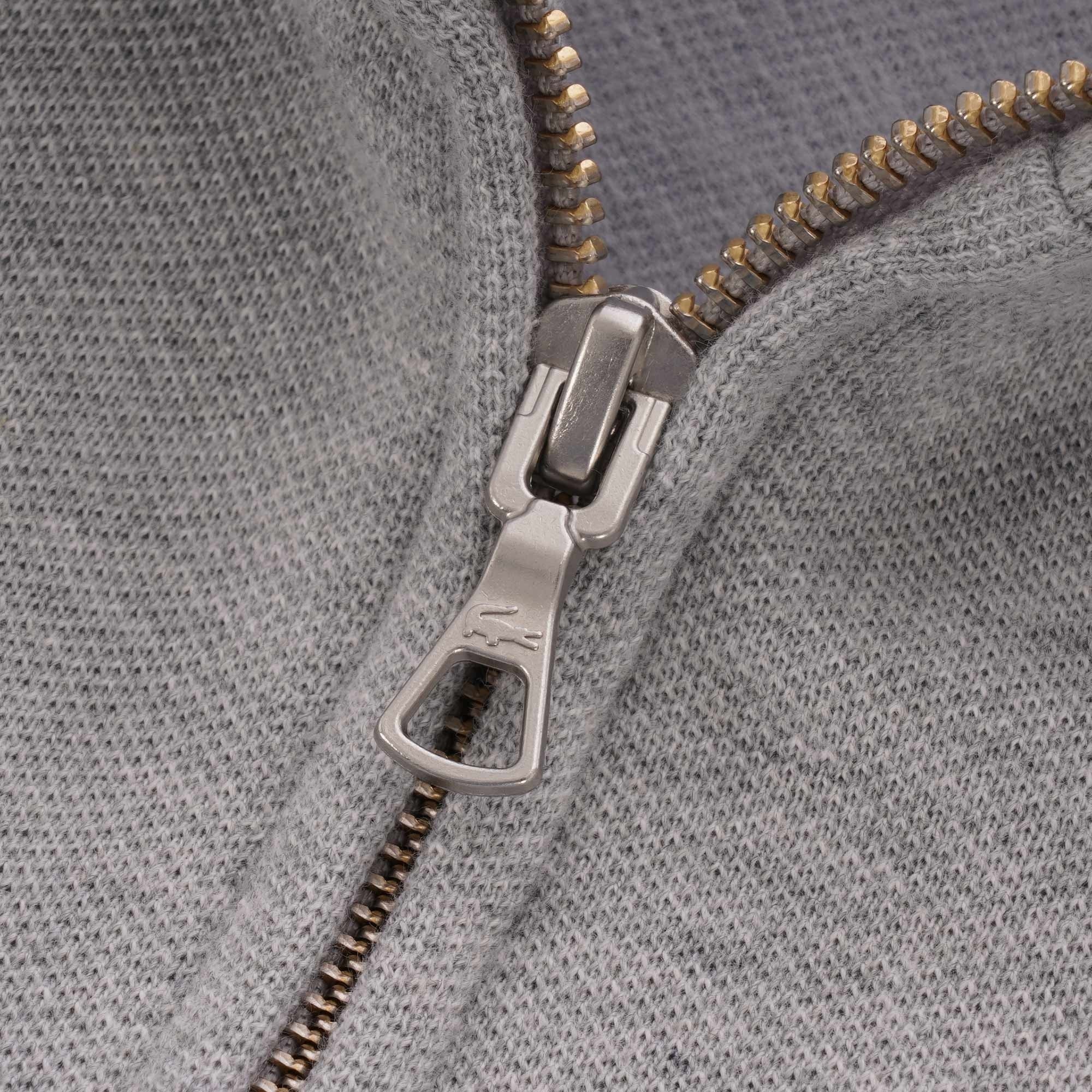 Lacoste Zip-Up Fleece Sweatshirt - Silver Chine