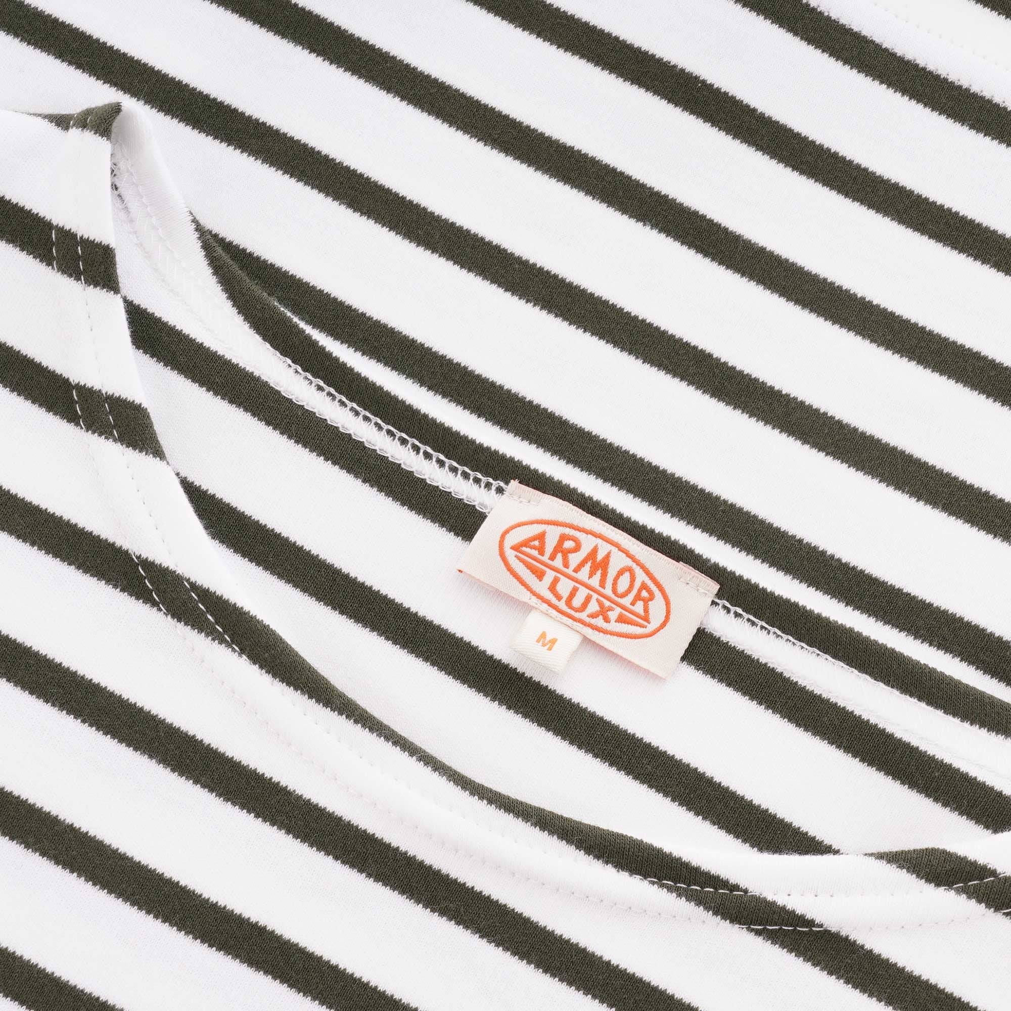 Armor Lux Long Sleeve Breton Striped Mariniere T-Shirt - White & Aquilla
