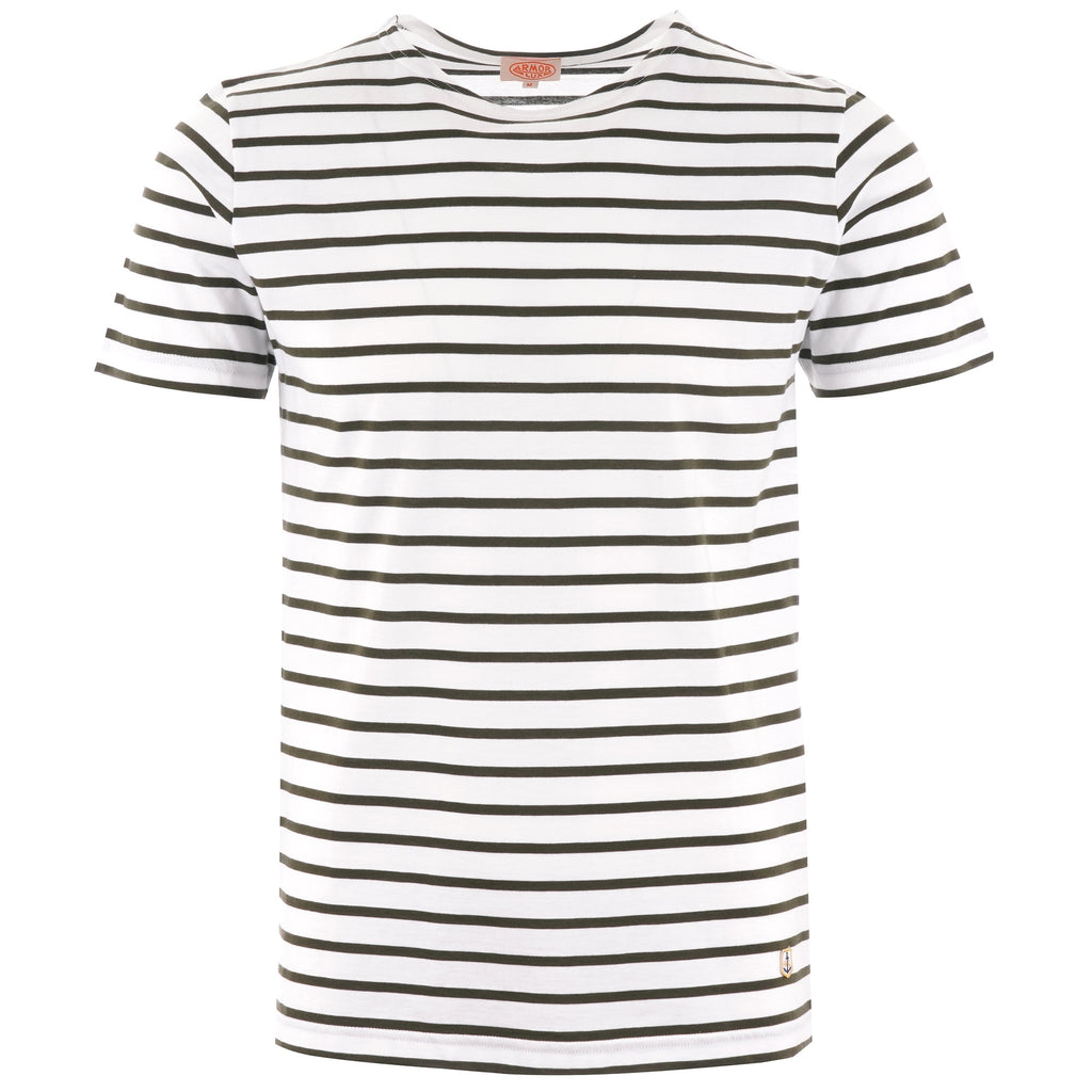 Armor Lux Breton Striped Mariniere T-Shirt - White & Aquilla