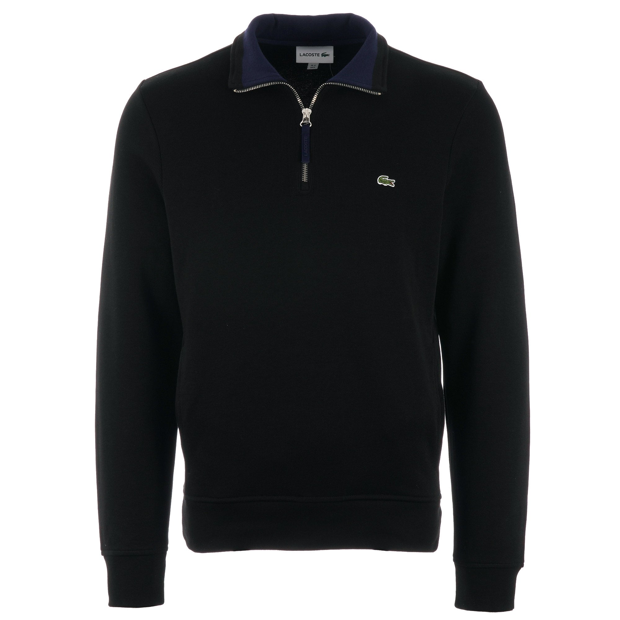 Lacoste Half Zip Ribbed Sweatshirt - Black