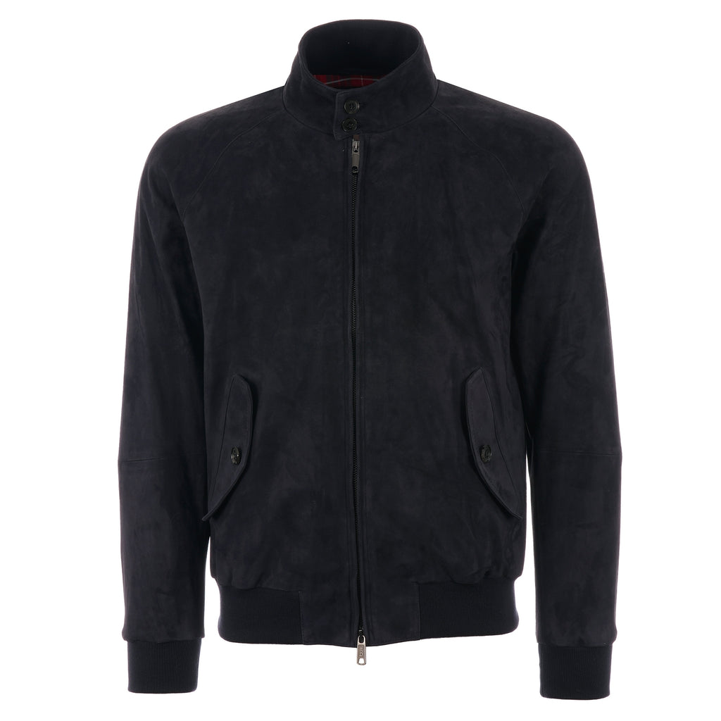 Baracuta G9 Suede Harrington Jacket - Deep Blue