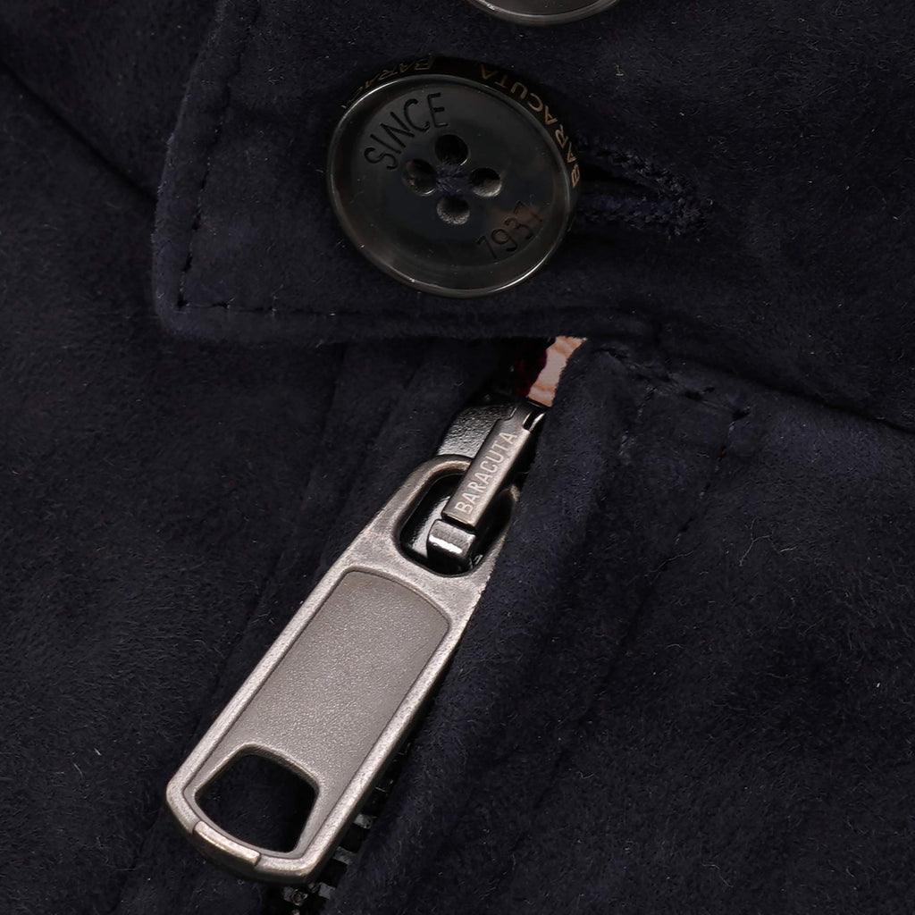 Baracuta G9 Suede Harrington Jacket - Deep Blue