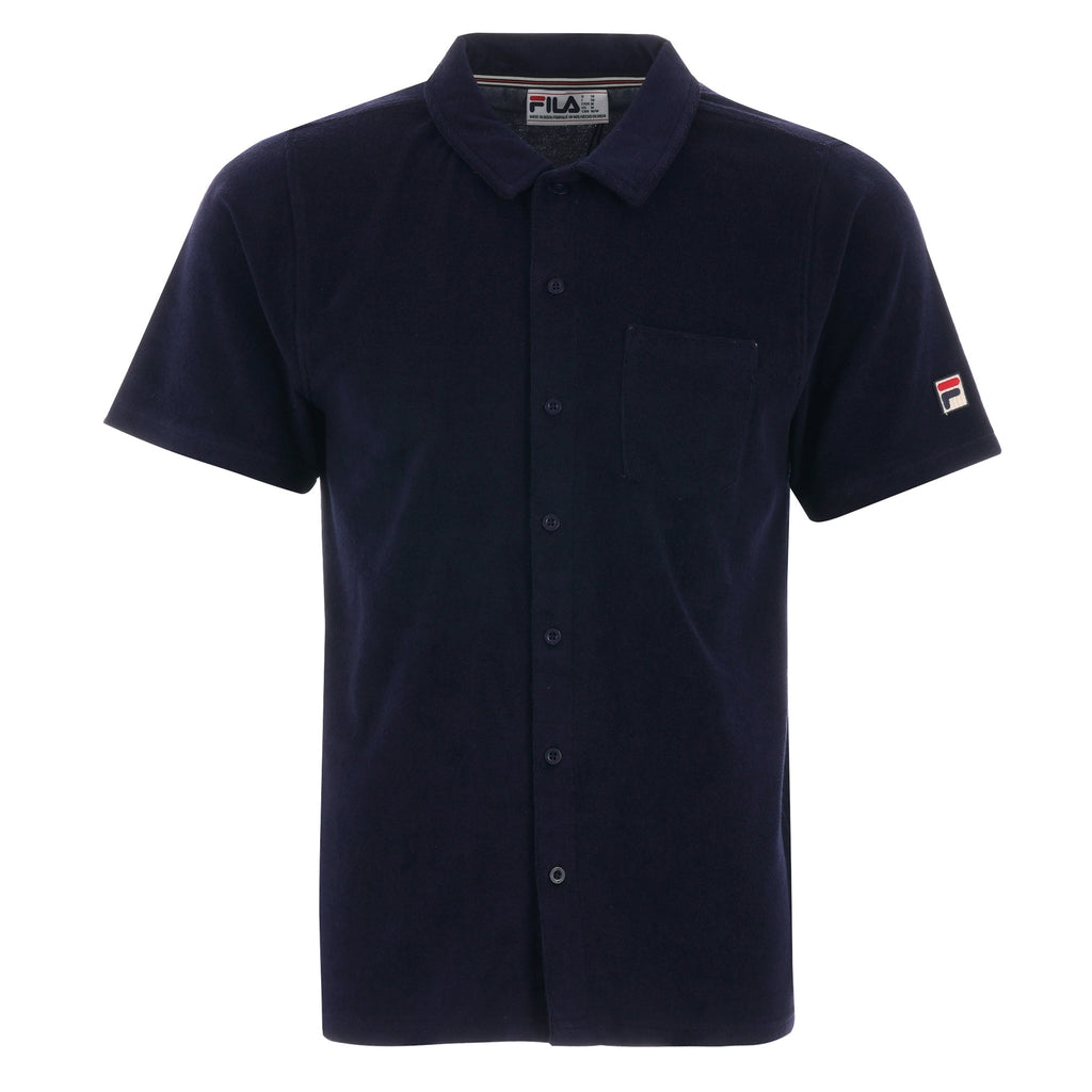 Fila Vintage Cason Button Through Polo Shirt - Peacoat