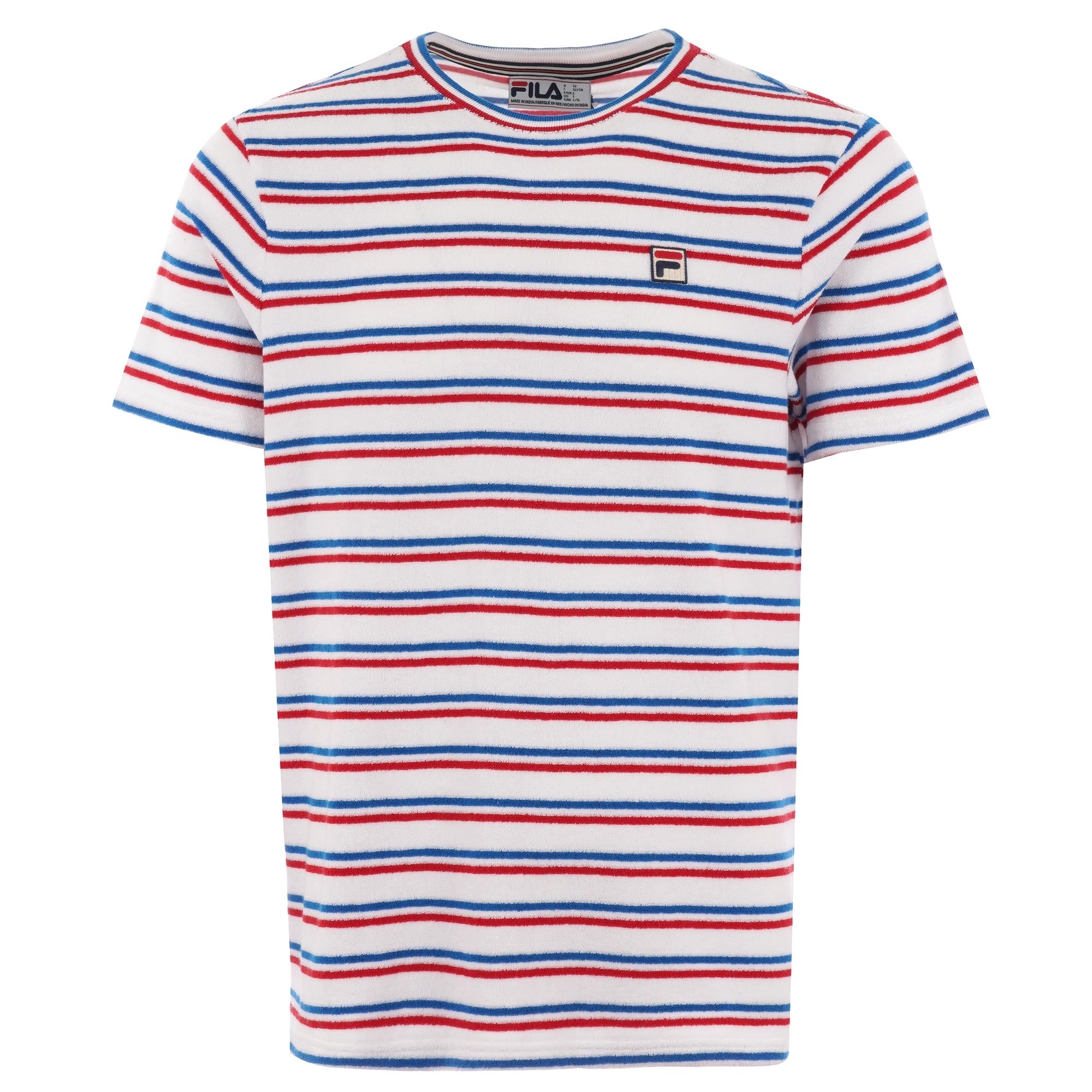 Fila Vintage Lucio Stripe Towelling T-Shirt - White, Blue & Red