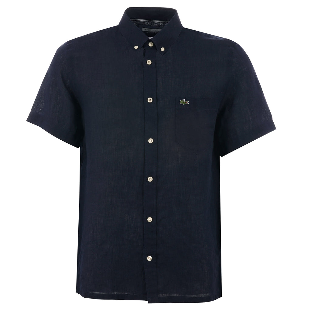 Lacoste Short Sleeve Linen Shirt - Navy