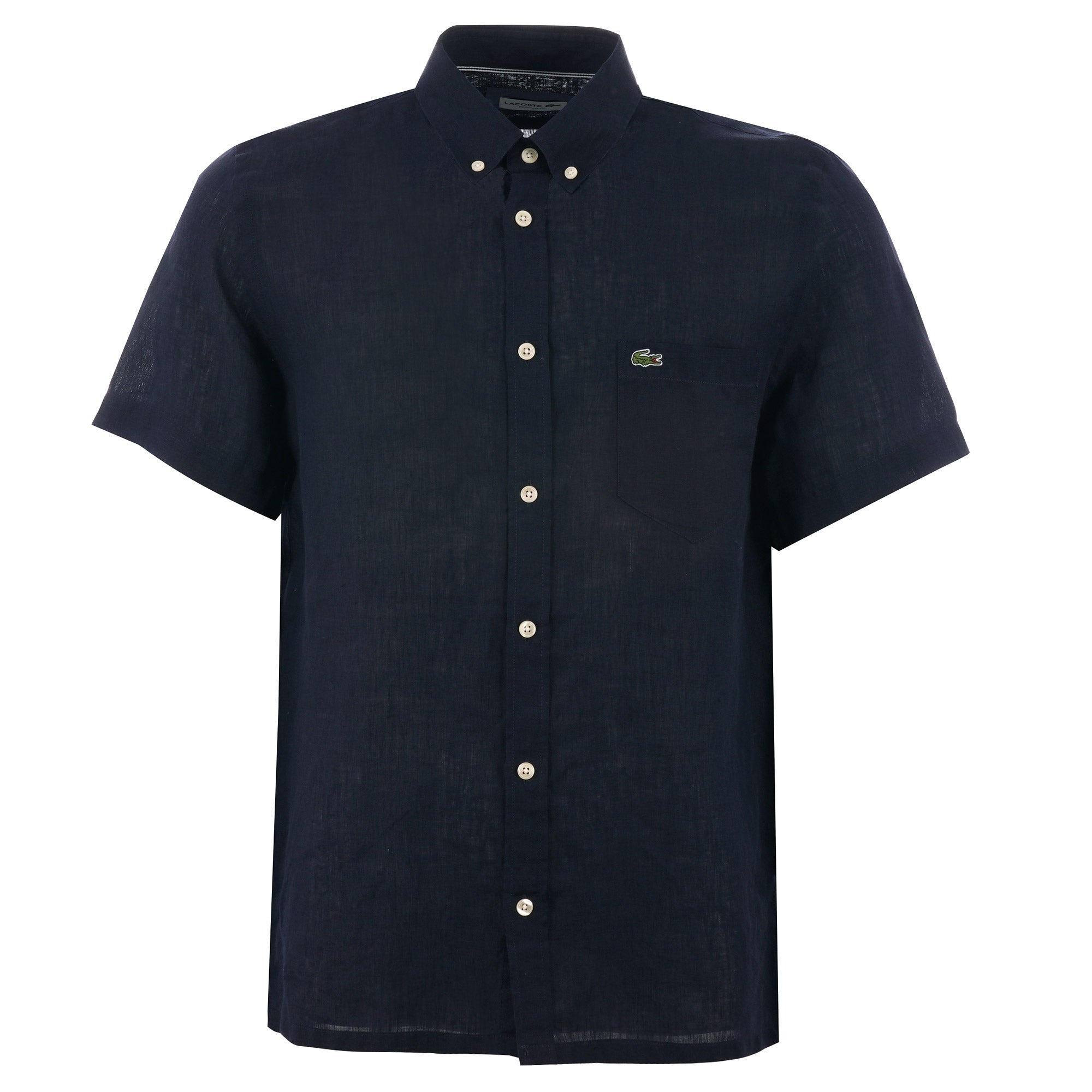 Lacoste Short Sleeve Linen Shirt - Navy