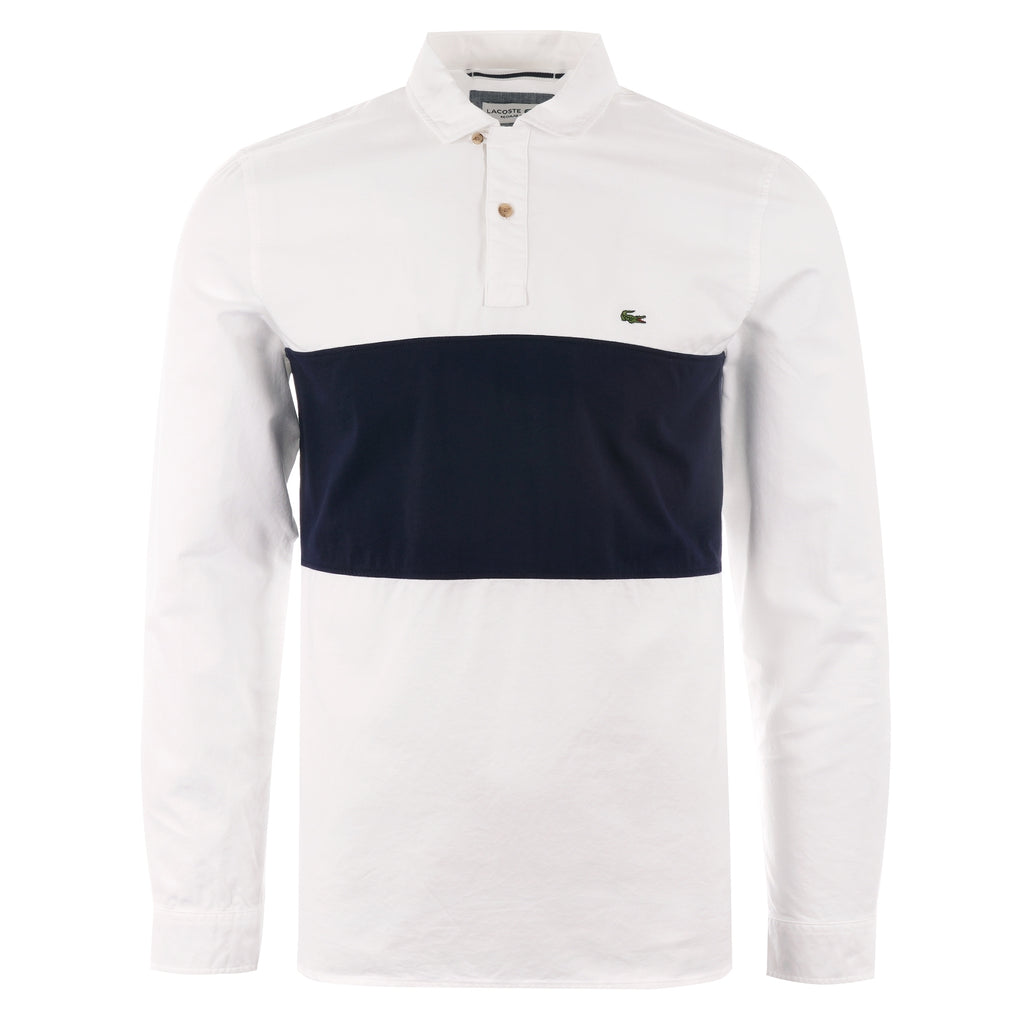 Lacoste Oxford Rugby Shirt - White & Navy