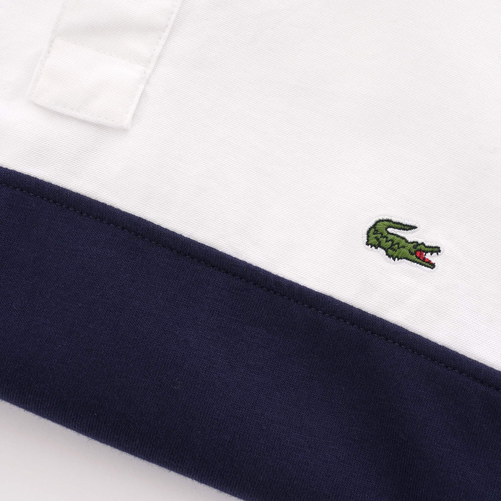Lacoste Oxford Rugby Shirt - White & Navy