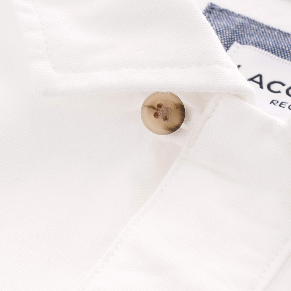 Lacoste Oxford Rugby Shirt - White & Navy