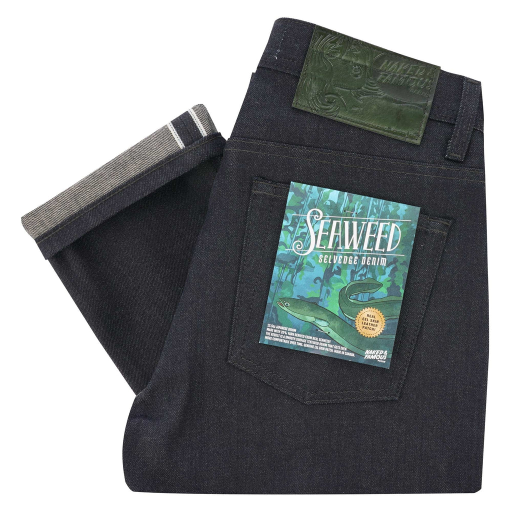 Naked and Famous Denim Weird Guy Seaweed Selvedge Denim - Deep Indigo
