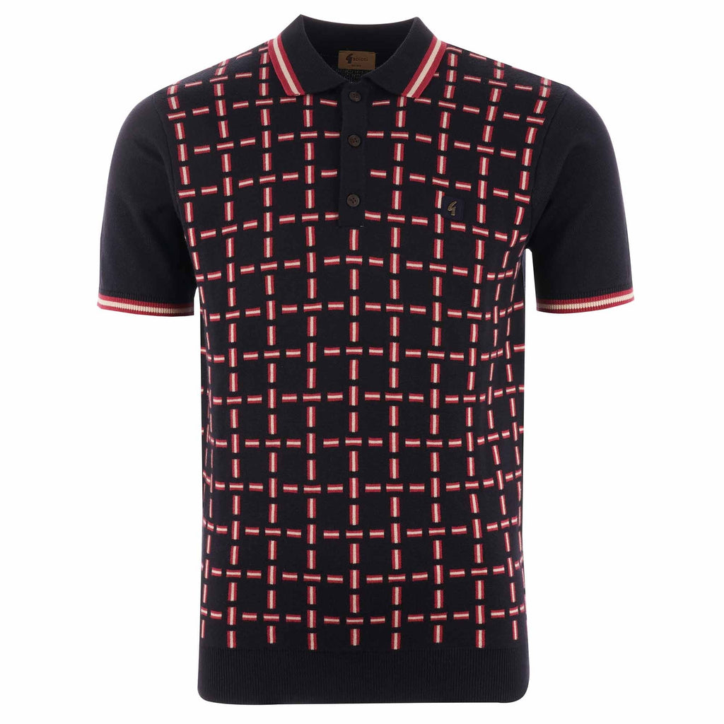 Gabicci Vintage Ruskin Knitted Polo Shirt - Navy