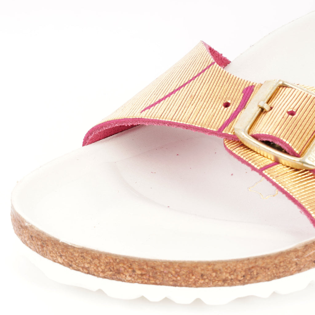 Birkenstock Womens Madrid Rivet Logo Sandals - Metallic Cuts Magenta