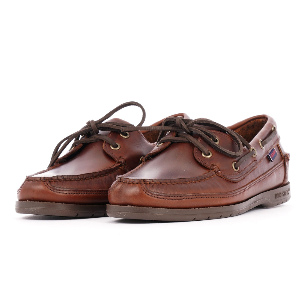Schooner Waxed Leather Boat Shoes - Brown