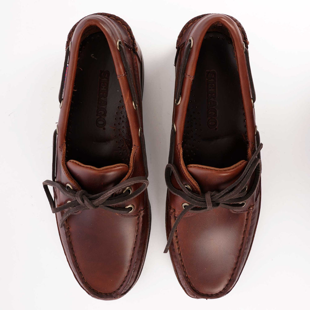 Schooner Waxed Leather Boat Shoes - Brown