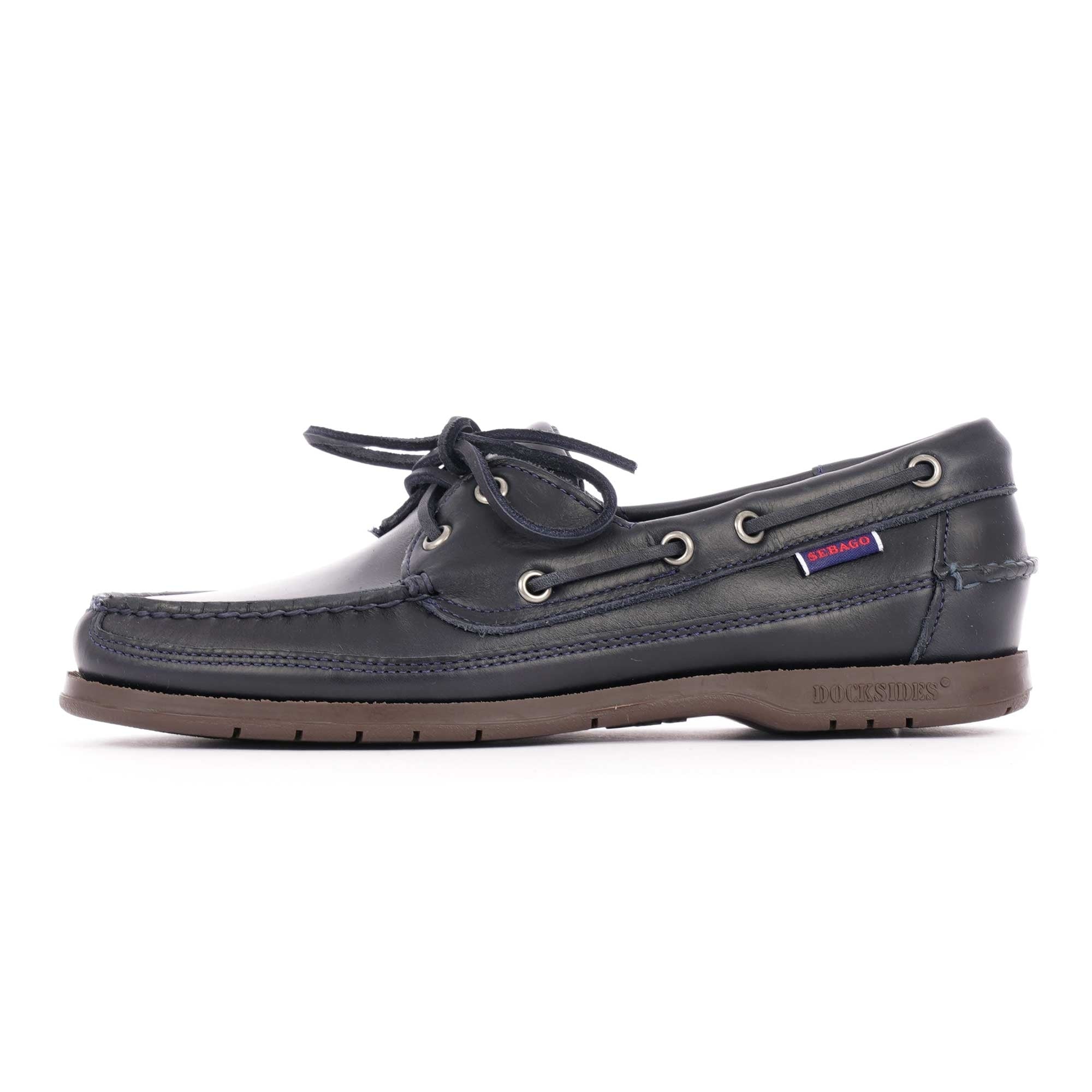 Schooner Waxed Leather Boat Shoes - Navy