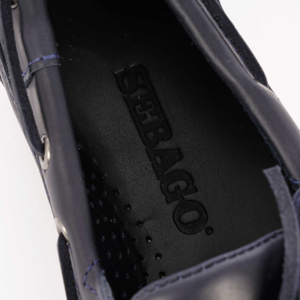 Schooner Waxed Leather Boat Shoes - Navy