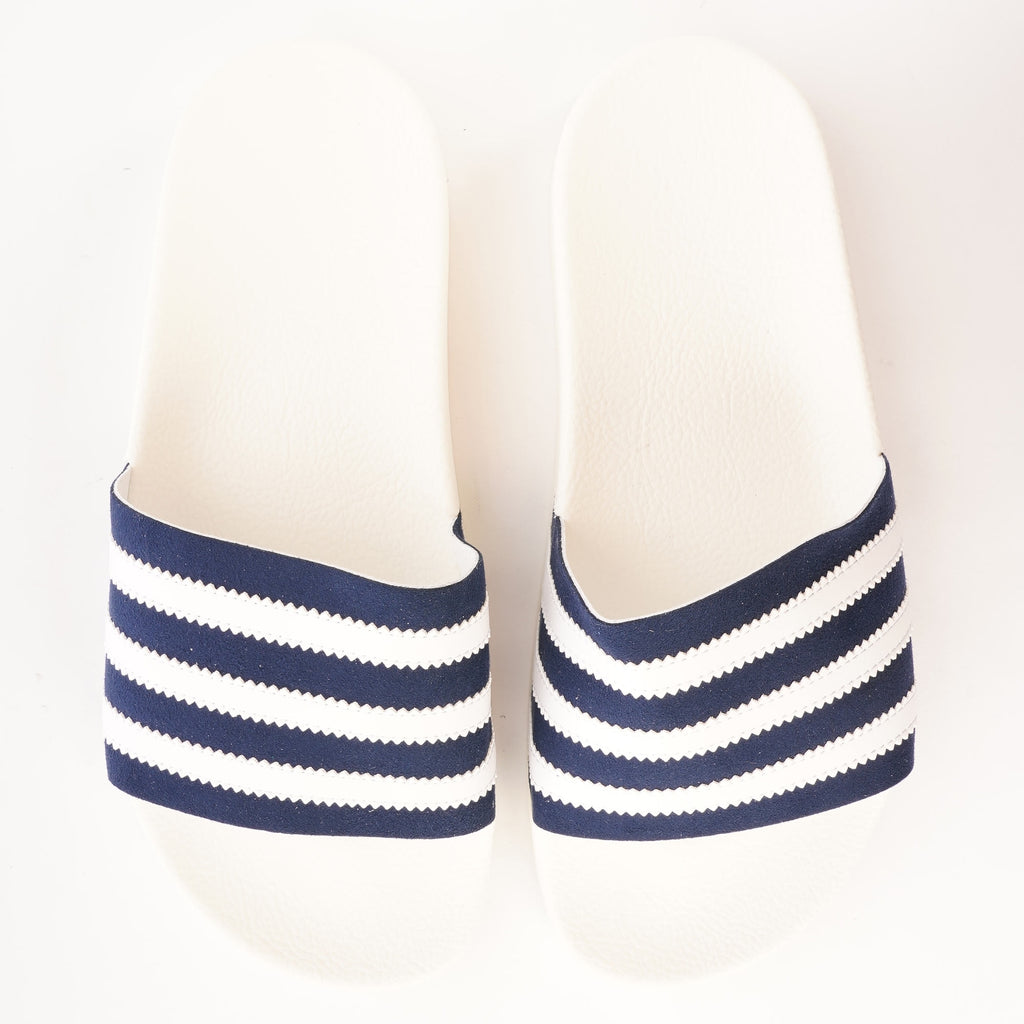 Adilette Slides - Collegiate Navy, FTW White & Off White
