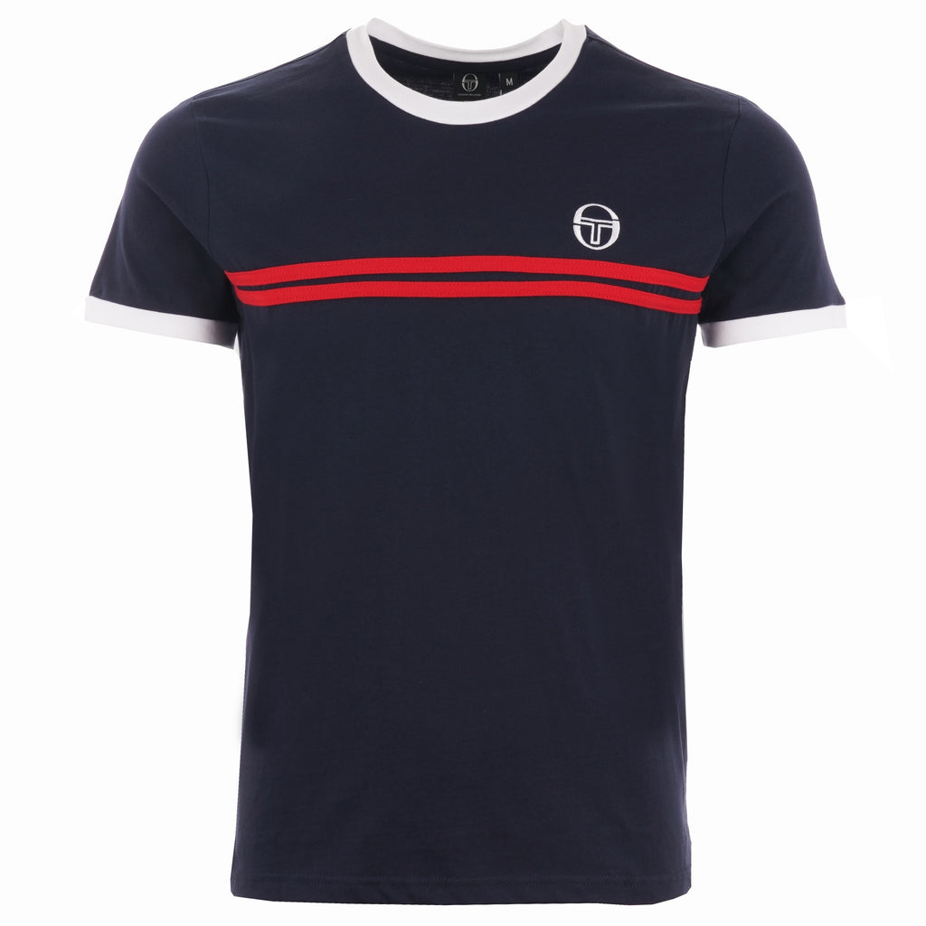 Sergio Tacchini Supermac 3 Archivo T-Shirt - Navy & Red