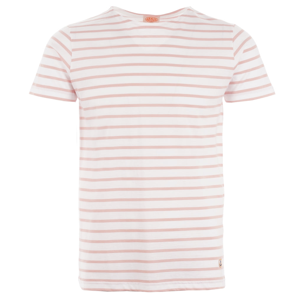 Armor Lux Breton Striped Mariniere T-Shirt - White & Lotus