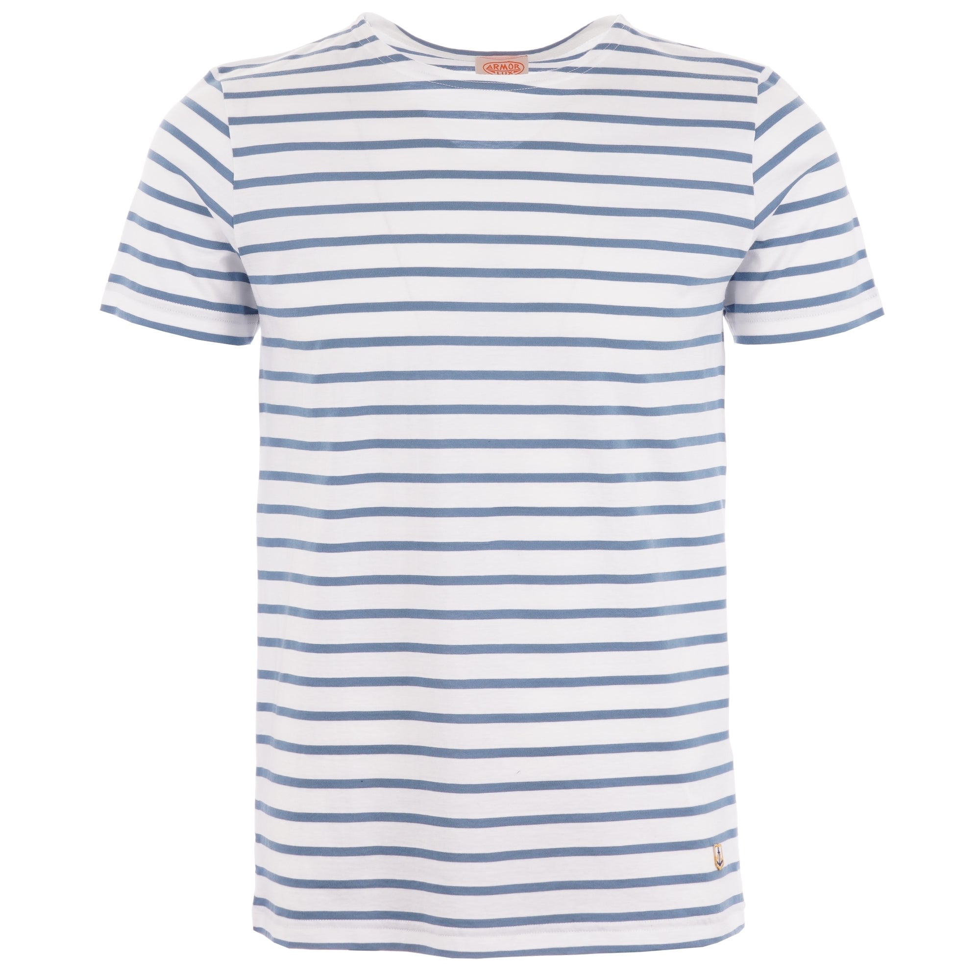 Armor Lux Breton Striped Mariniere T-Shirt - White & Moody Blue