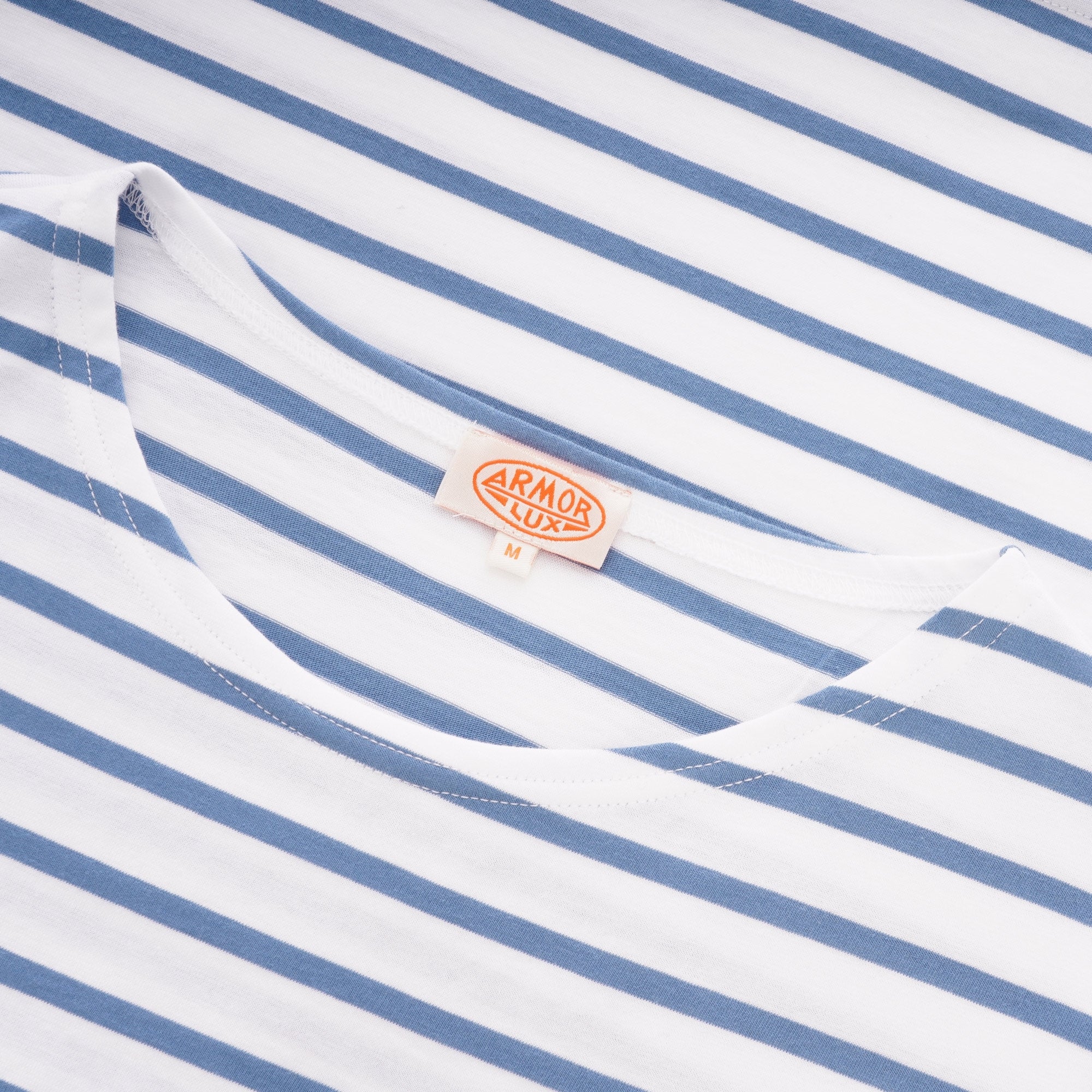 Armor Lux Breton Striped Mariniere T-Shirt - White & Moody Blue