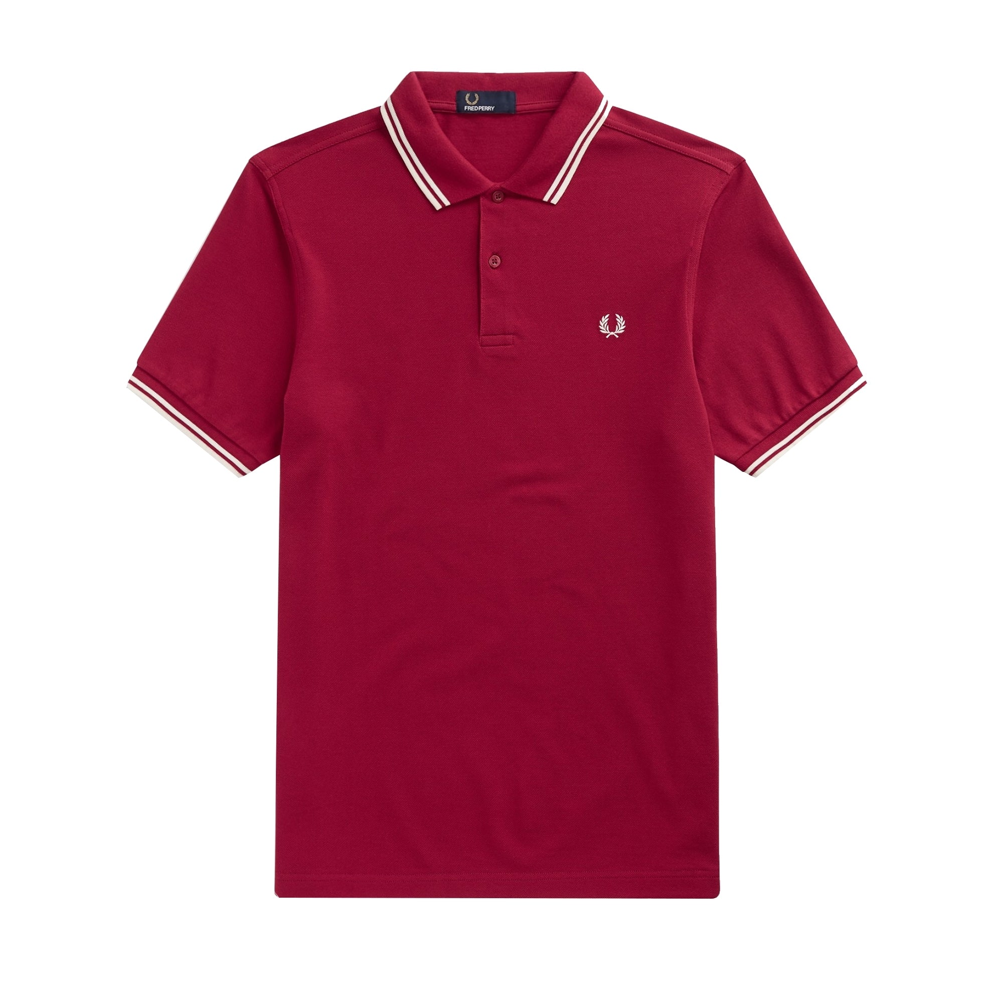 Fred Perry M3600 Twin Tipped Polo Shirt - Claret & Snow White