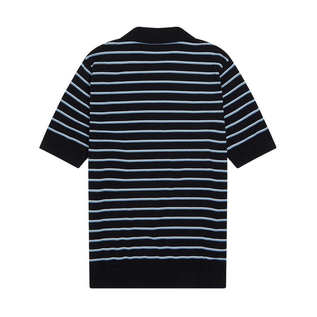 Fred Perry Fine Stripe Knitted Polo Shirt - Navy