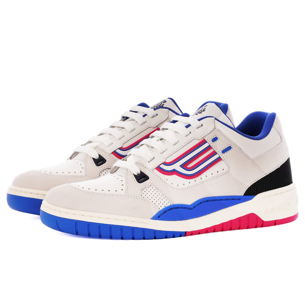 Bally Champion Calf Leather Sneakers - White & Electric Blue