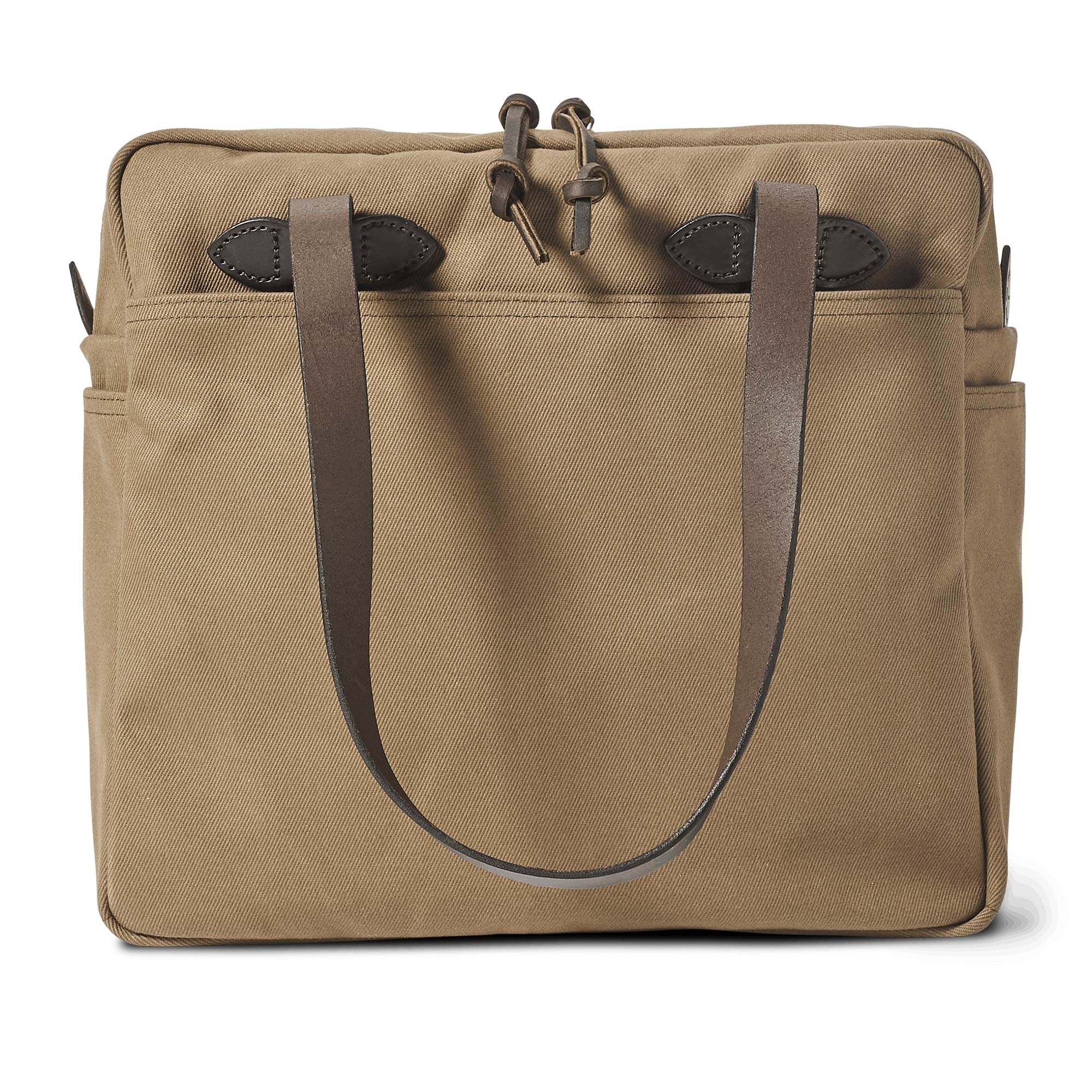 Rugged Twill Tote Bag With Zipper - Sepia